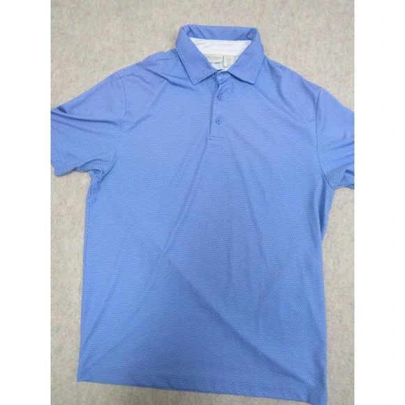 Rorie Whelan Golf Mens Blue Micro Dot Performance Polo Shirt Size Medium Stretch - Picture 2 of 7
